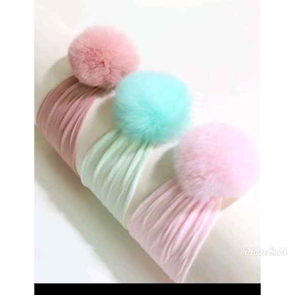 3 pieces baby headband with pompom - Picture 3 of 3